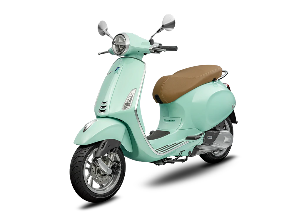 An image of a teal Vespa